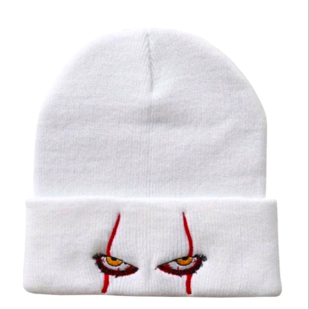 Scary Eyes Embroidery Beanie Knit Hat Unisex